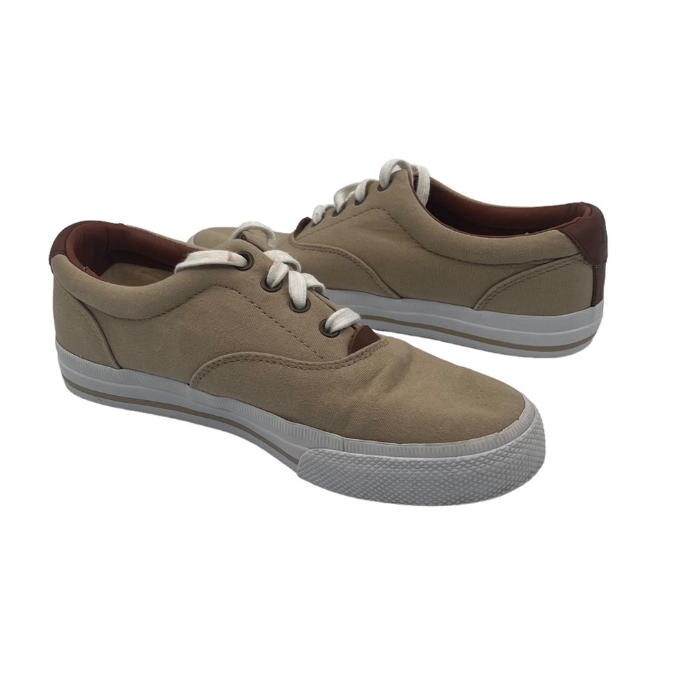 Lauren Ralph Lauren Veeta Tan Lace Up Canvas Sneakers Size 7 Women's